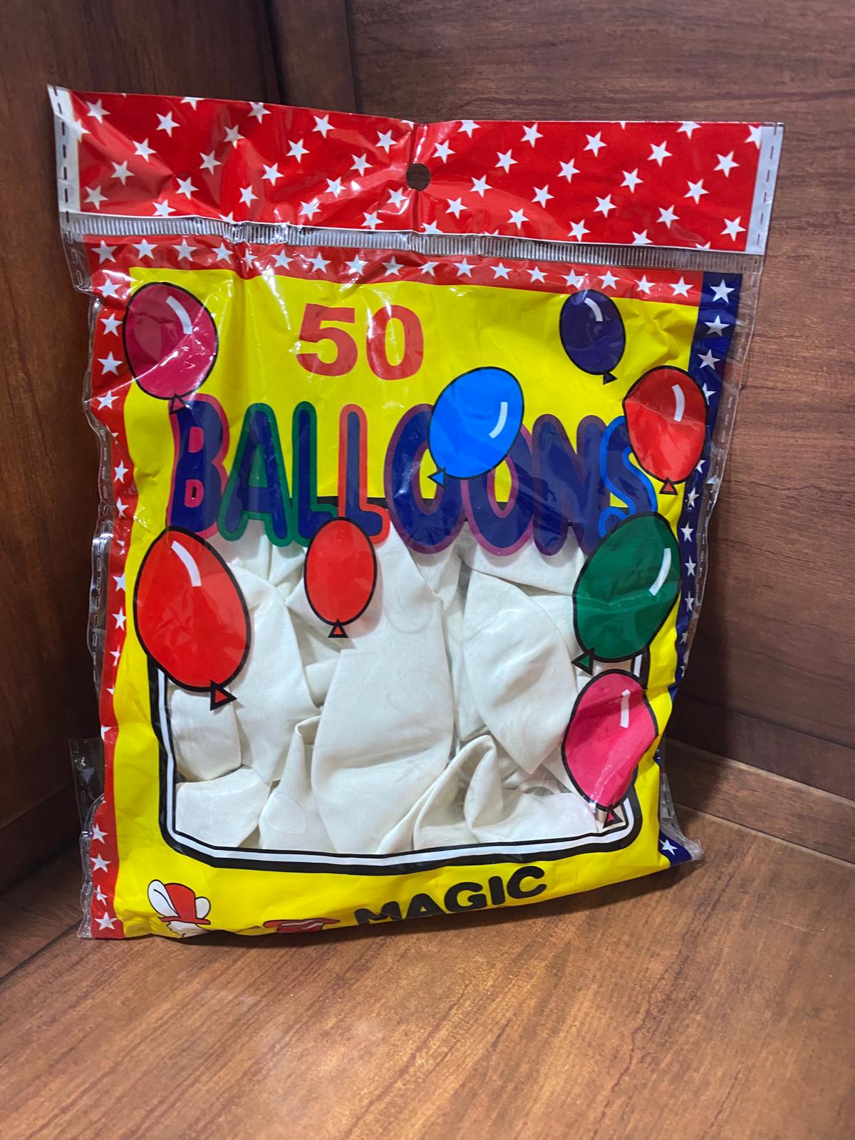 كيس بالونات نوعية ثقيلة لون أبيض (50 بالون)