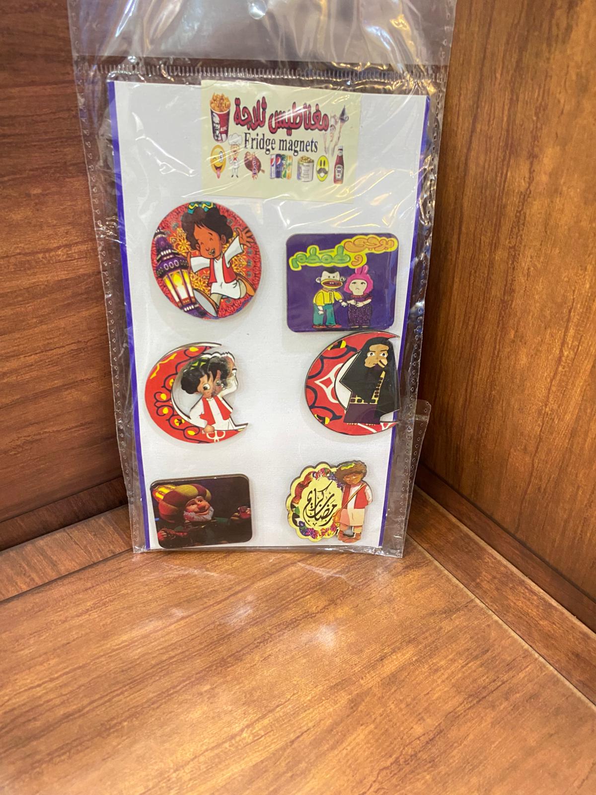 طقم مغناطيس خشب شخصيات البكيت يحتوي 6 حبات