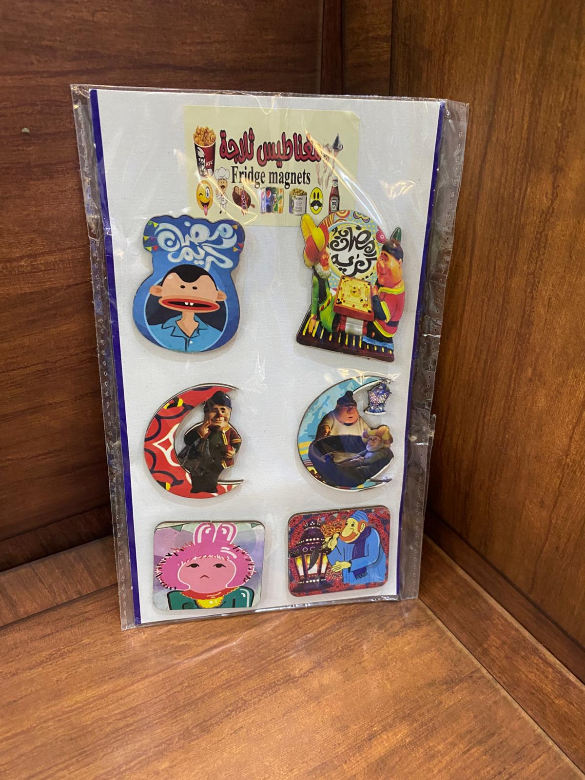 طقم مغناطيس خشب شخصيات البكيت يحتوي 6 حبات