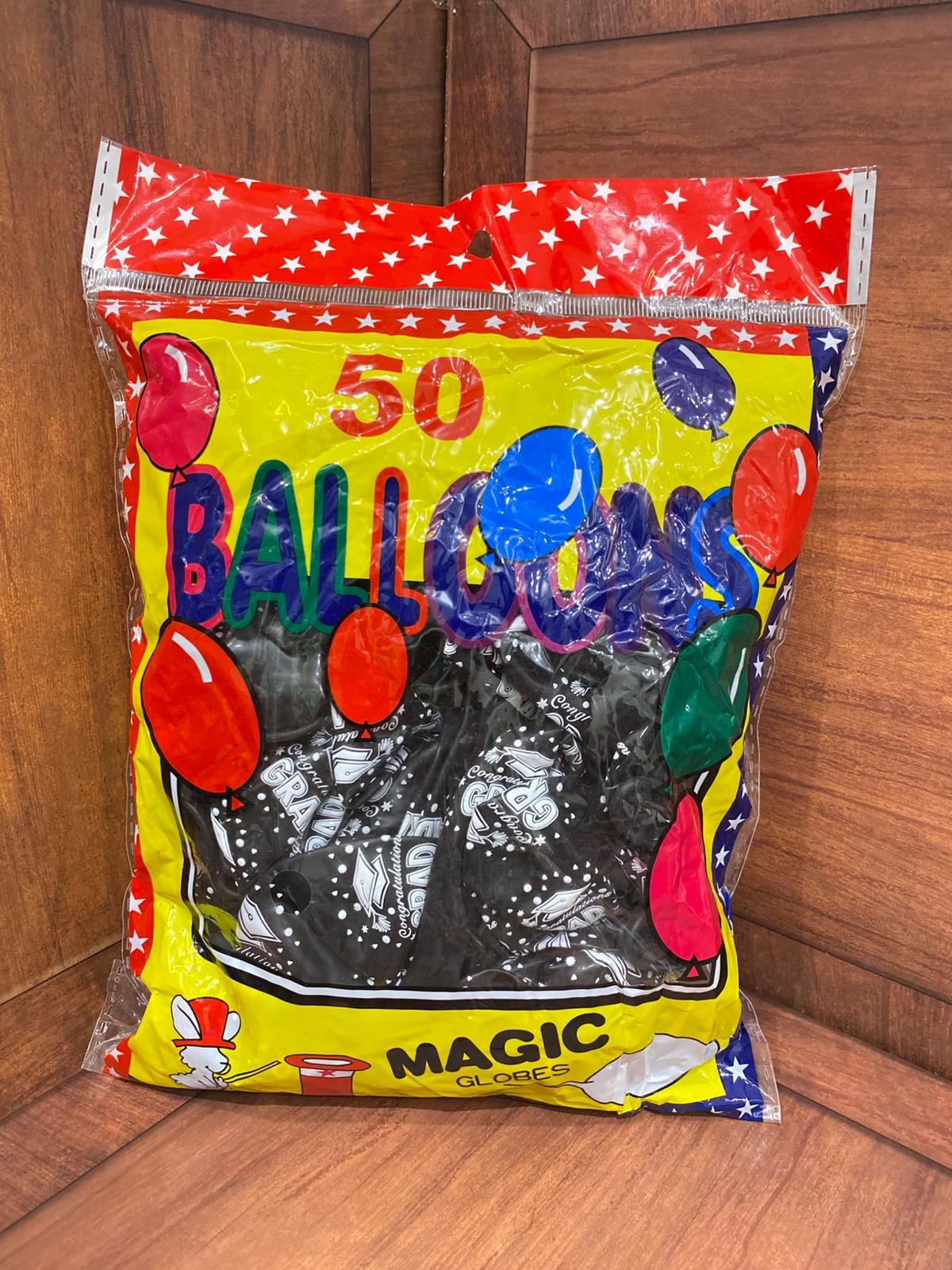 بالونات تخرج مطبوع نوعية ثقيلة أسود (50 بالون)