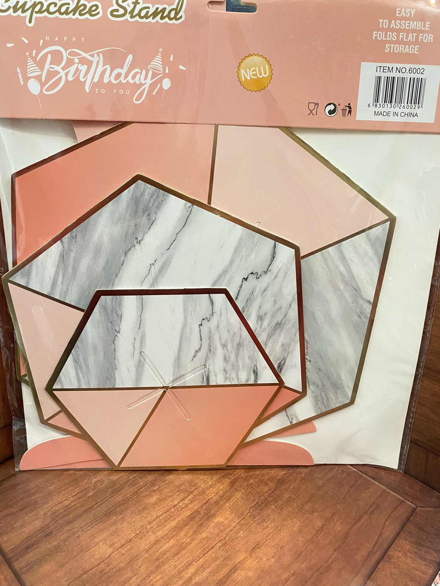 ستاند كب كيك 3 طبقات لون زهري