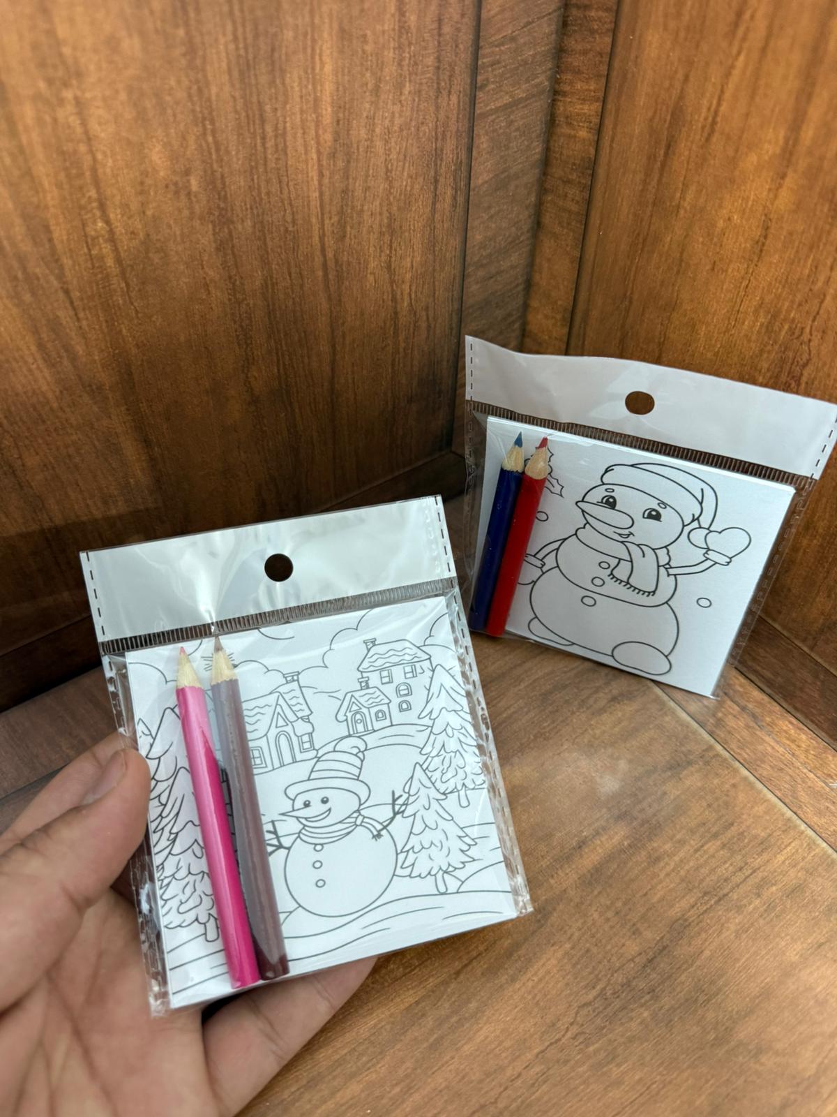 بطاقات تلوين لشتاء مغلفات كل 3 بطاقات مع 2 الوان