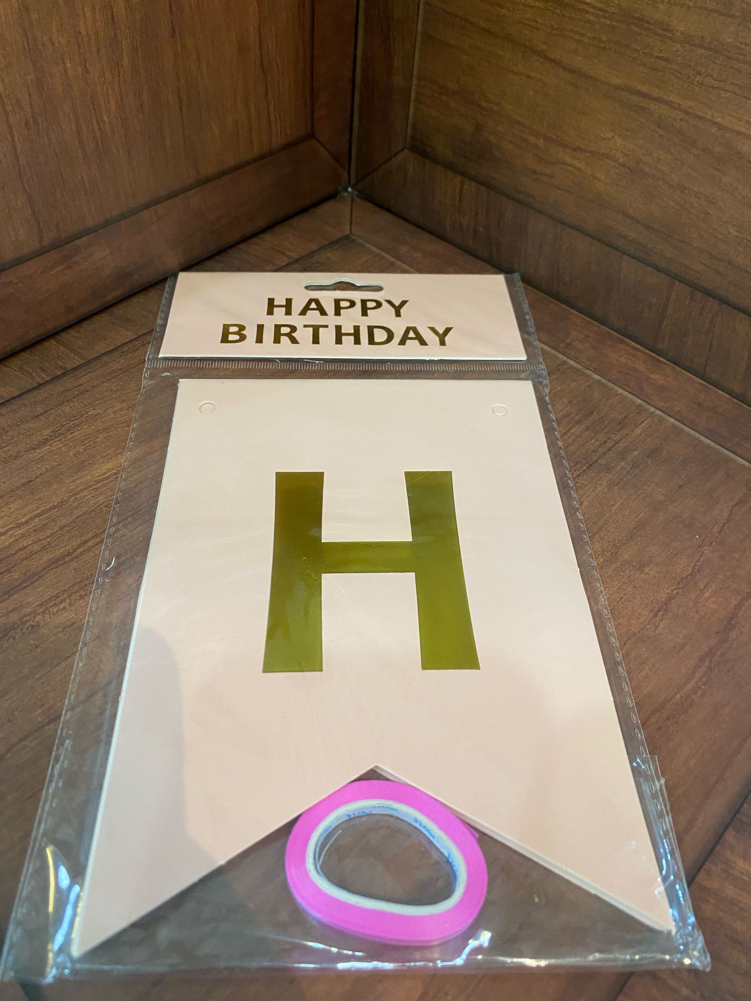 حبل زينة happy birthday لون زهري