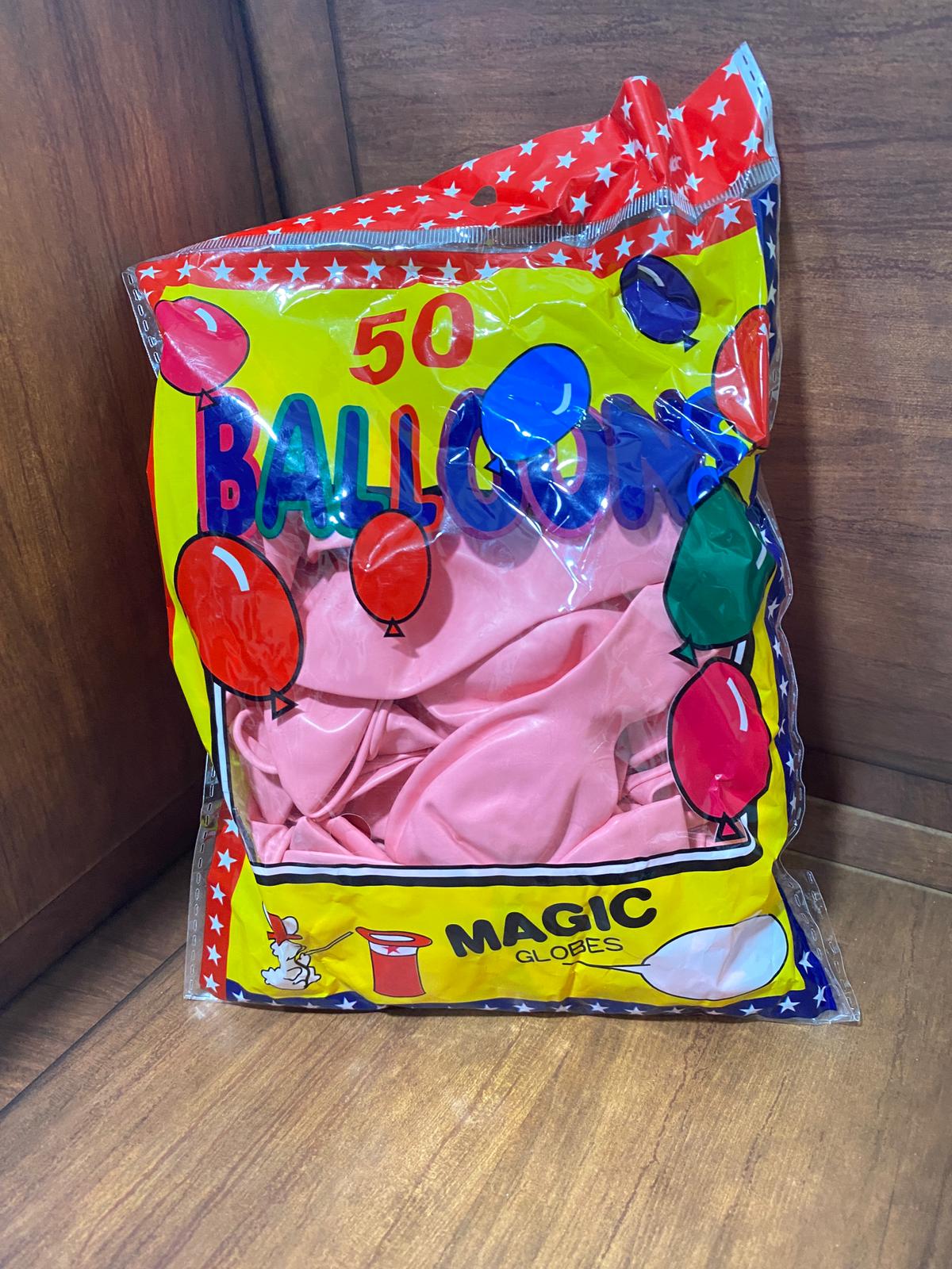 كيس بالونات نوعية ثقيلة لون زهري (50 بالون)